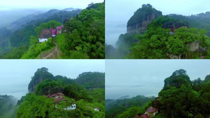 武夷山白云禅寺御景峰航拍素材