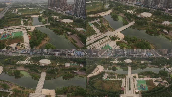 4K-原素材-许昌中央公园芙蓉广场航拍