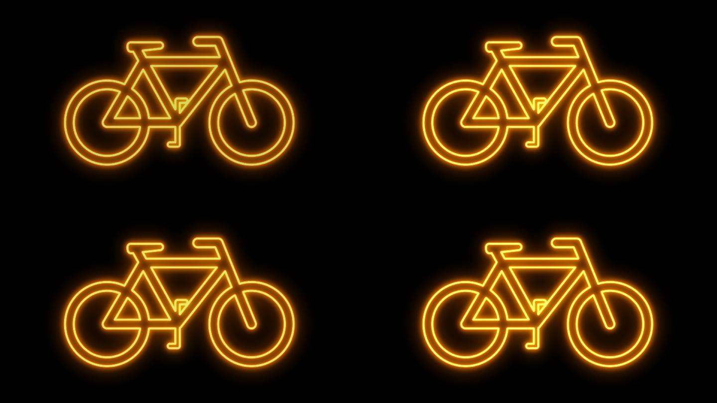 4K自行车图案霓虹灯效果通道视频-无缝循