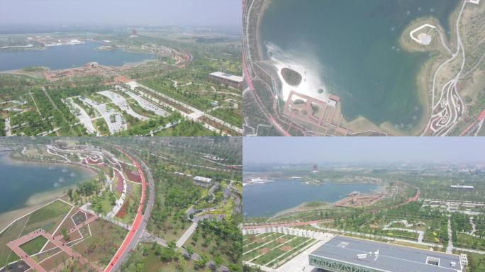 航拍济宁凤凰台植物公园