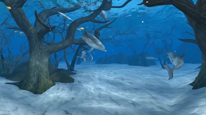 海底世界美人鱼海豚超宽屏4K