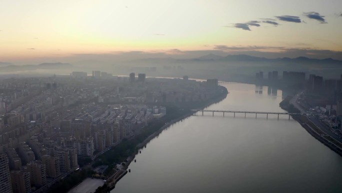 长征出发地于都风景城市全景航拍