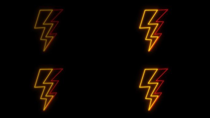 4K闪电图案霓虹灯效果视频-无缝循环