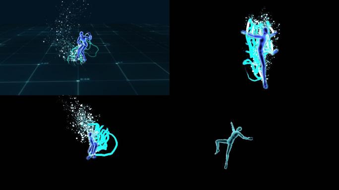 蓝色科技粒子跳舞视频3段