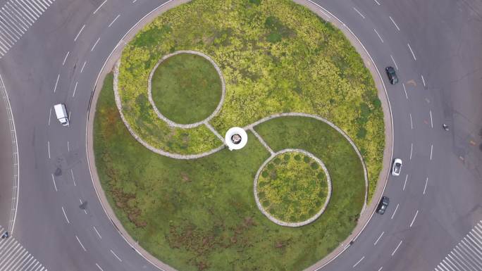 4K-原素材-许昌魏武大道前进路太极图转