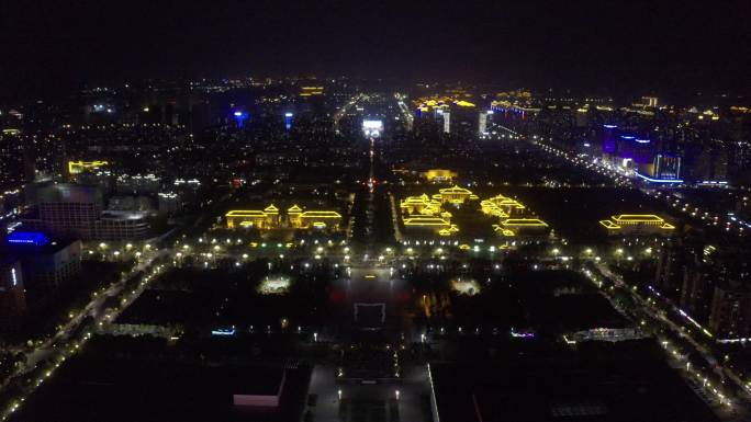 4K-HLG原素材-许昌人民政府夜景航拍