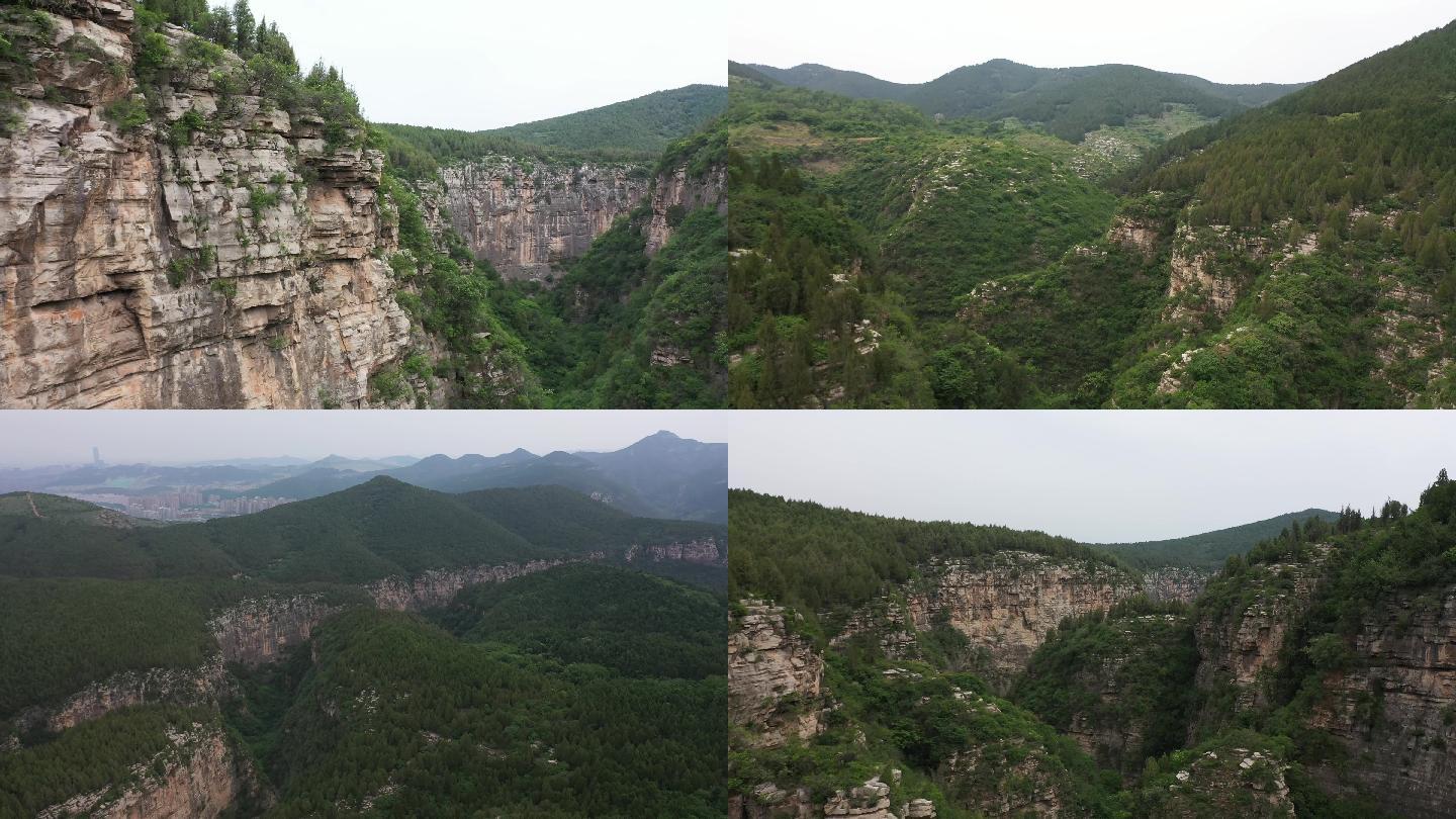 济南龙洞风景旅游区山脉航拍4K素材