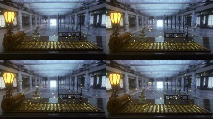 片头宫殿竹简卷轴三维动画