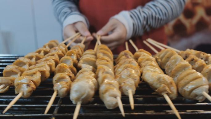 夜市街边小摊美食小吃