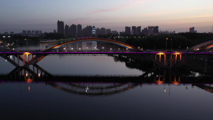 4K-原素材-漯河夜景彩虹桥