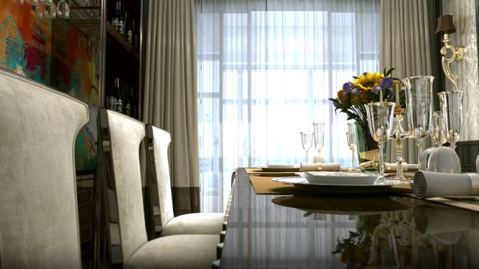 简欧餐厅特写三维动画