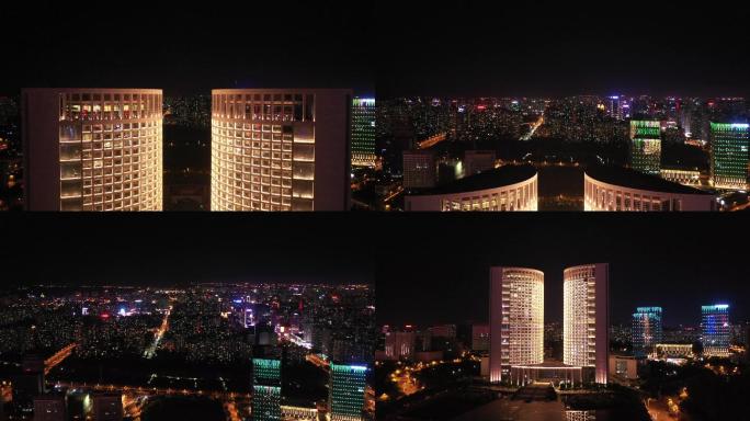 合肥市政府大楼夜景航拍视频素材