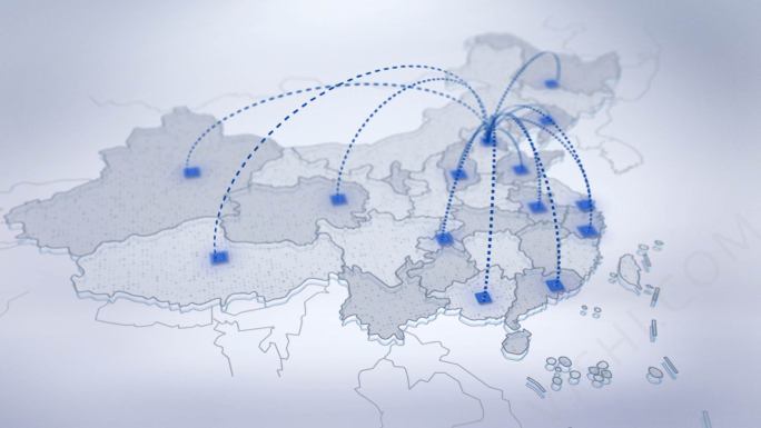 简约科技中国地图商务企业辐射全国AE模板