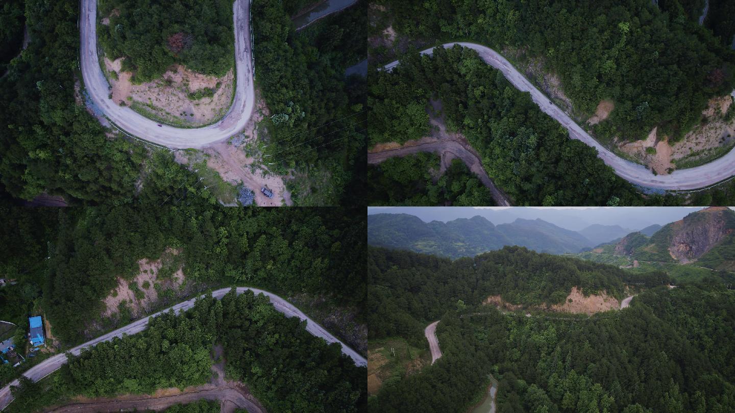 贵州大山里蜿蜒的乡间马路公路航拍4K