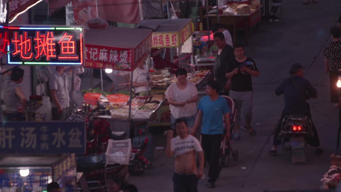 4K摆夜市小吃地摊经济视频素材