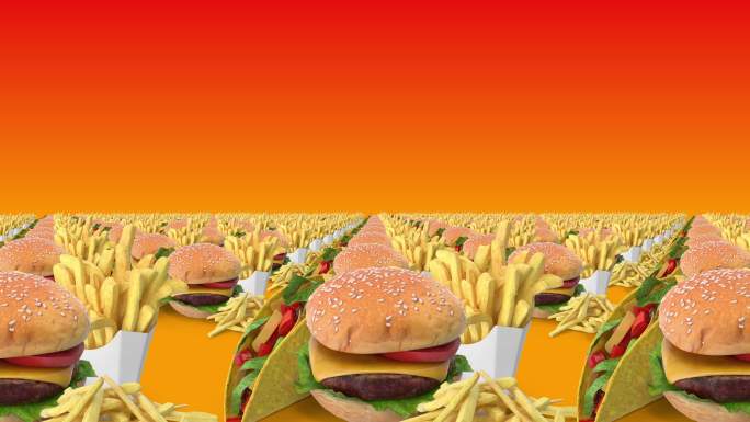 4K快餐汉堡薯条广告饮食活动场景
