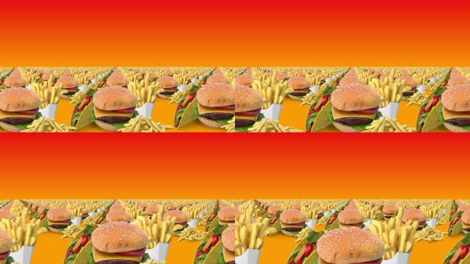 4K快餐汉堡薯条广告饮食活动场景