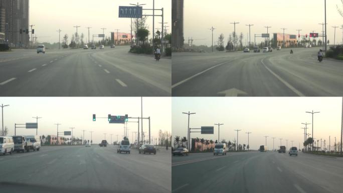 快速行驶车上拍摄红绿灯-城市交通