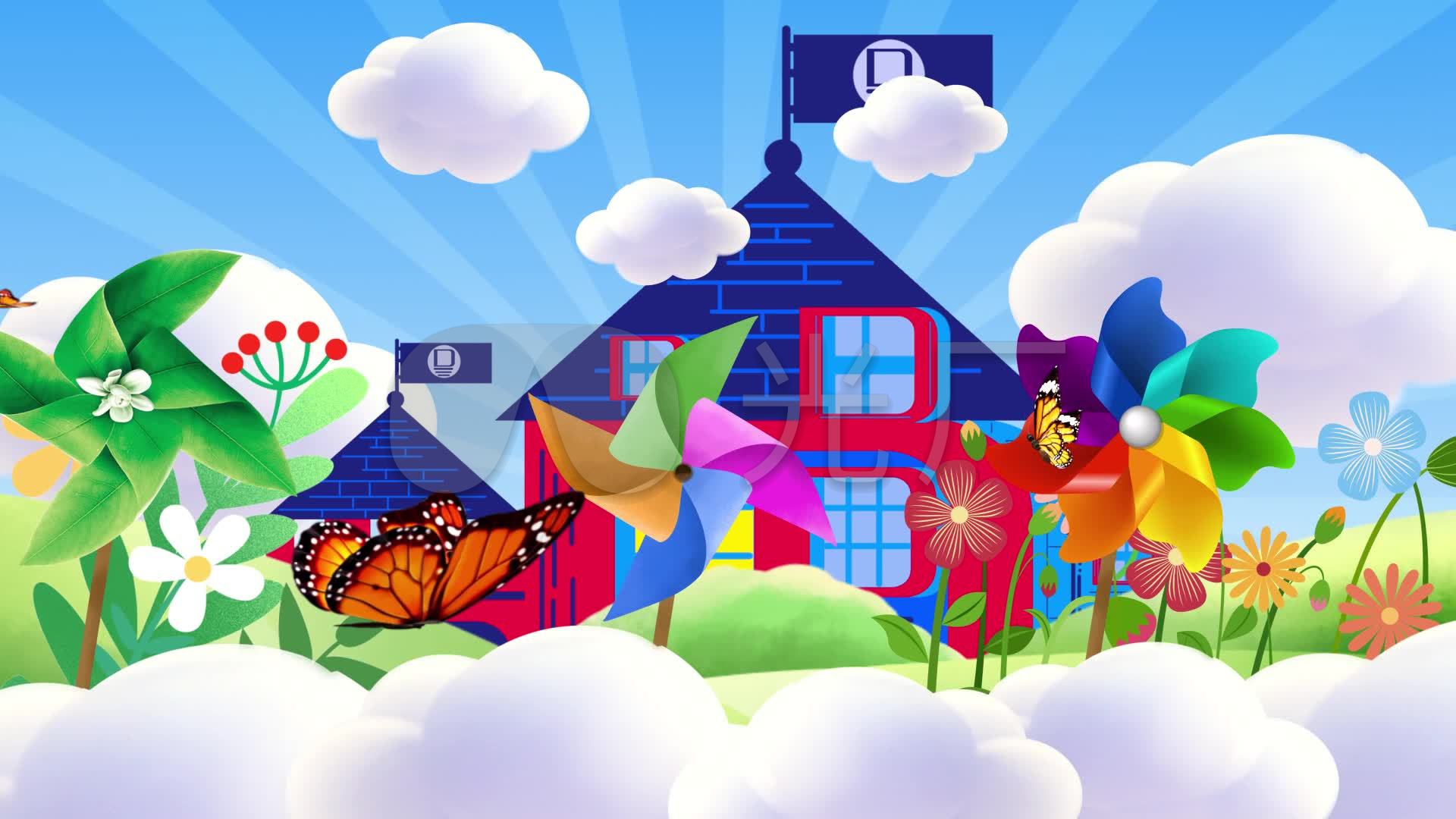 童话乐园城堡风车儿童表演舞台背景视频