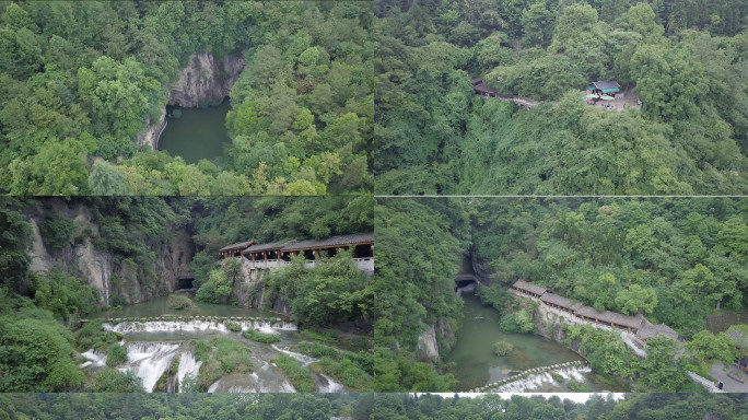 航拍贵州贵阳花溪区天河潭风景区