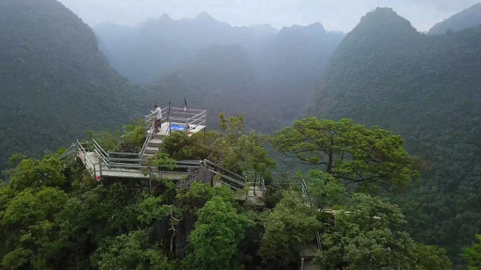 贵州黔南荔波茂兰石上森林的航拍视频素材