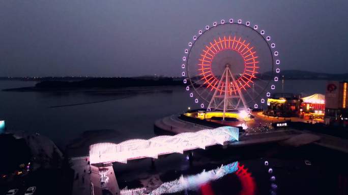 琴岛之眼黄岛摩天轮海边青岛夜景