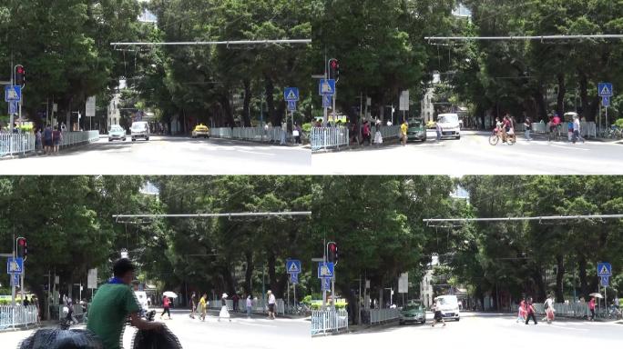 实拍羊城广州夏天的东山老区老树把街道遮盖