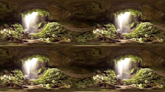 4KVr视频大自然放松循环水帘洞瀑布2