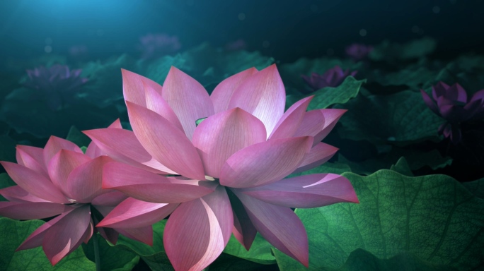 原创|池塘荷花开花3D+AE工程