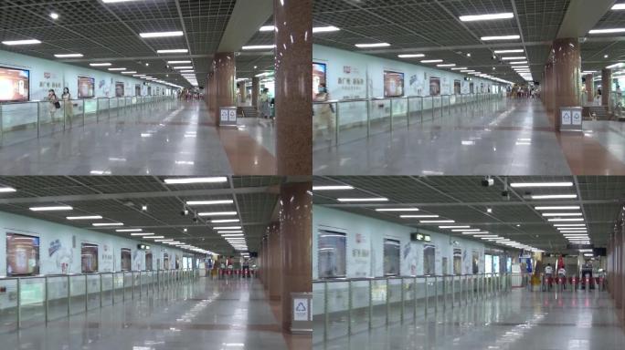 实拍广州宽敞的现代化地铁站内干净整洁环境