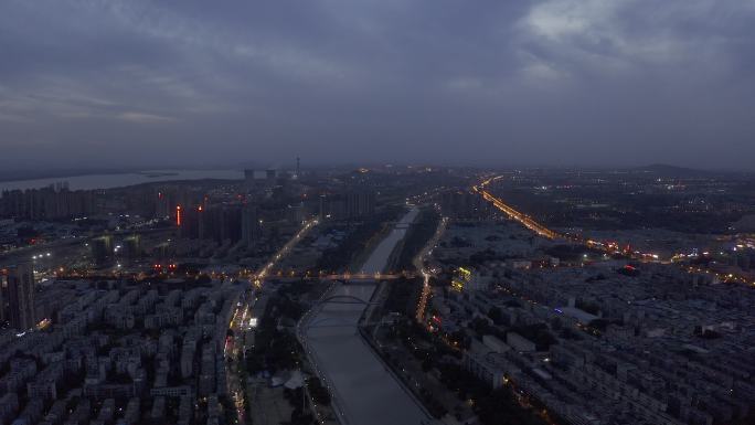 4K-原素材-平顶山夜景航拍