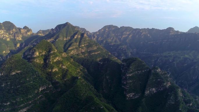 航拍河北省保定市涞水县野三坡拒马河群山