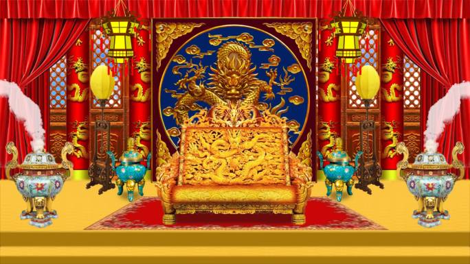 皇宫后宫龙椅舞台背景