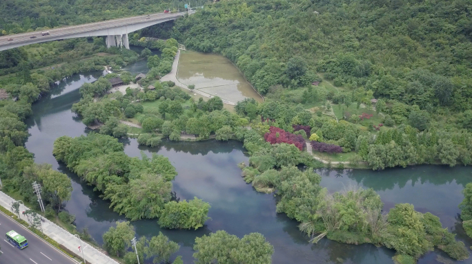 贵州贵阳花溪十里河滩航拍视频素材