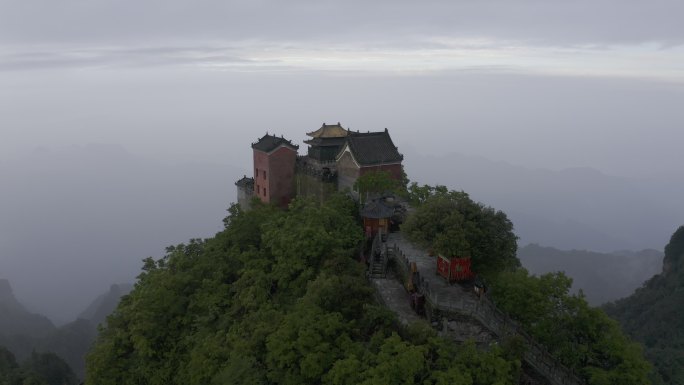 4K-原素材-武当山金顶航拍