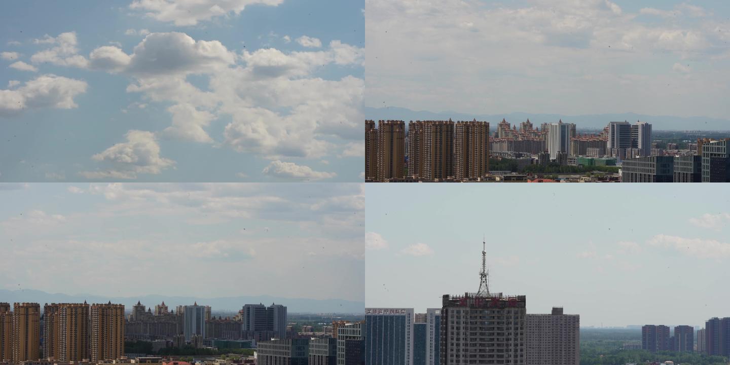 延时城市天空建筑云朵