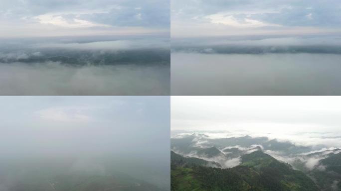 4K航拍客楼仙境坡云海云雾下降2组57秒