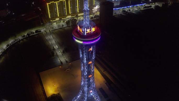 4K-HLG原素材-周口兴旺塔城市夜景