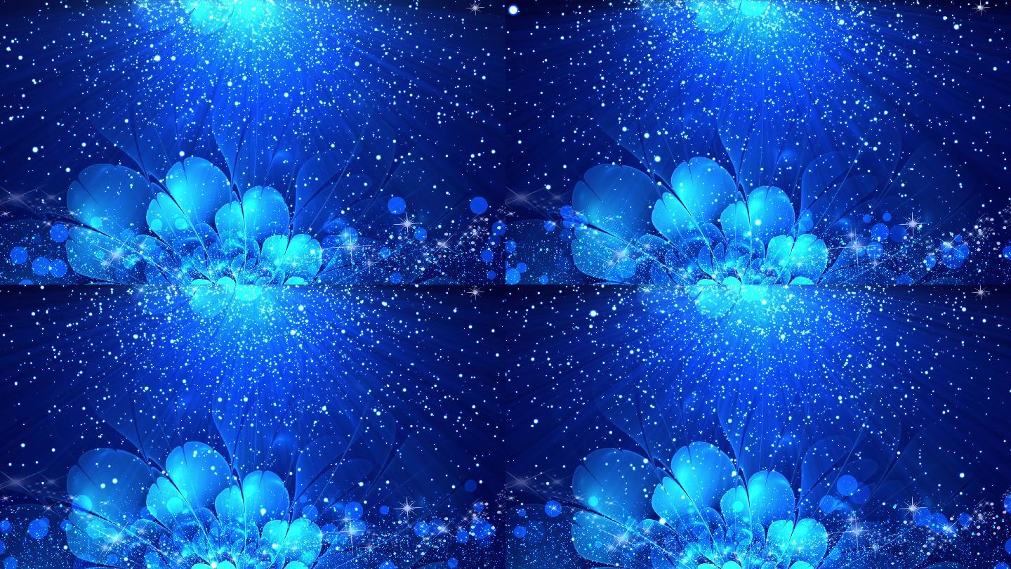 4K蓝色粒子花朵绽放2-无缝循环