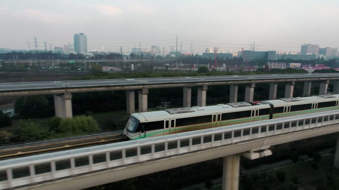 上海地铁轻轨轨道交通航拍