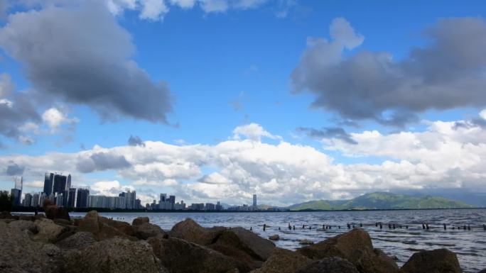 深圳湾海边风起云涌