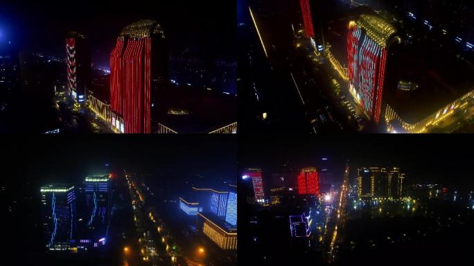 扬州城夜景航拍