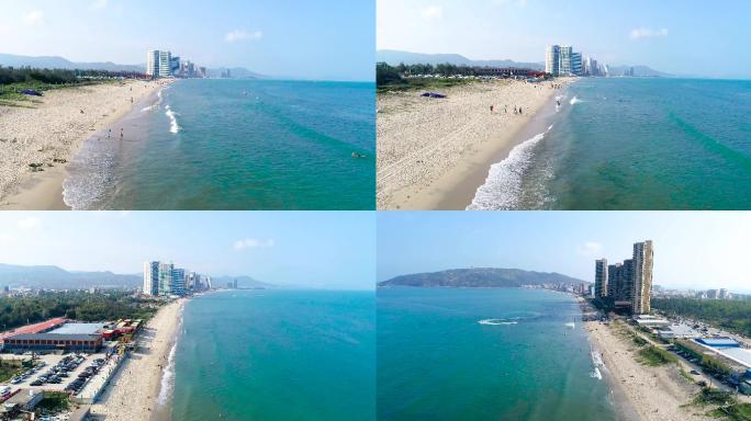惠州双月湾沙滩上的游客4K