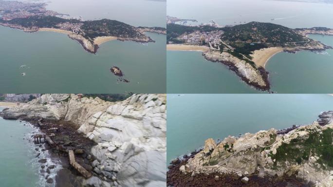 航拍福建省莆田市湄洲岛风景区湄屿潮音