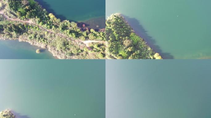 4k航拍绵阳仙海湖水利风景区俯视水面