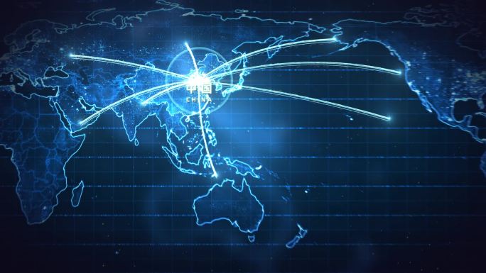 科技蓝世界地图辐射全球AE模板
