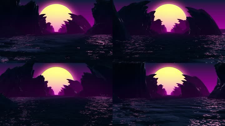 紫色唯美浪漫月夜背景 3840x2160 高清视频素材下载 编号 舞台背景 Vj师网www Vjshi Com