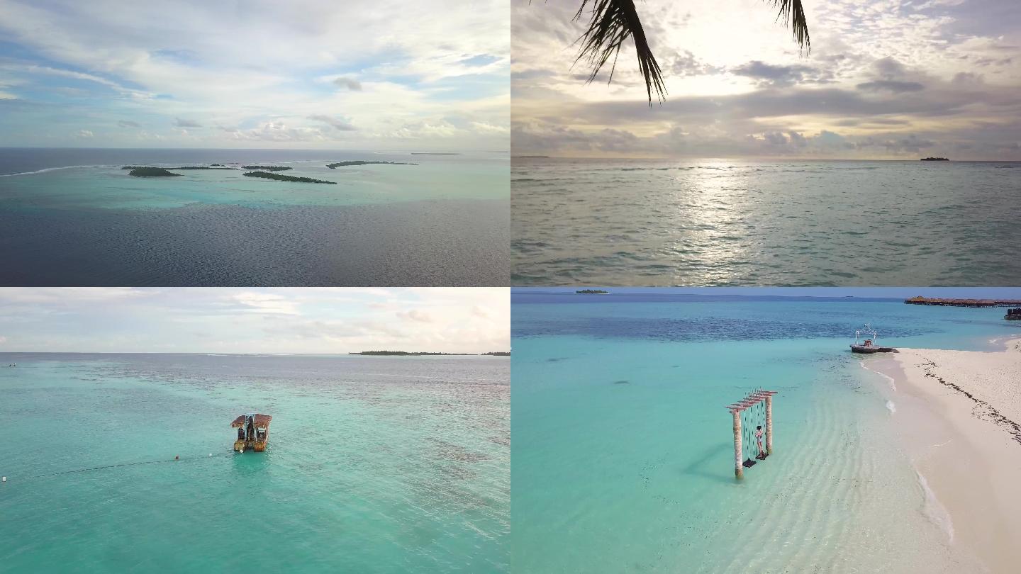 航拍情侣马尔代夫度假岛屿原创