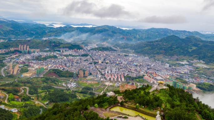 福建太姥山柘荣县城航拍延时4K