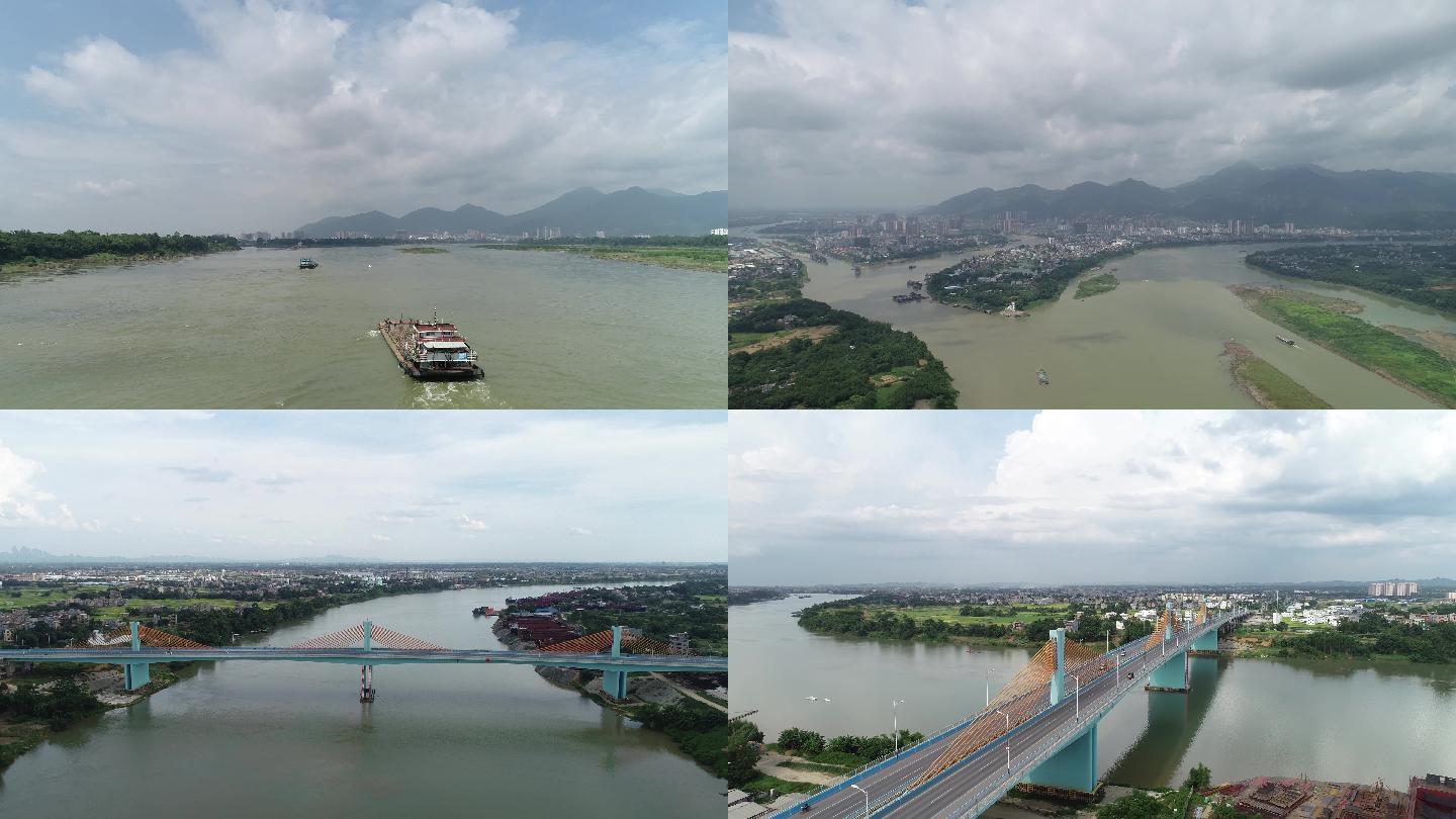 广西桂平城市河道4k航拍